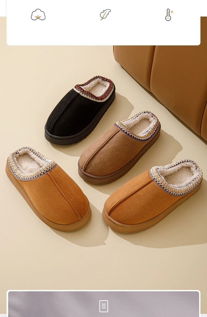 Winter Bohemian Style Indoor Fluffy Slippers with Anti-Slip and Warm Design for Comfortable Feet