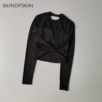 Sexy Back Sports Top for Women Autumn and Winter New Style Big Backless Yoga Suit Spicy Girl Long Sleeved Fitness T-shirt