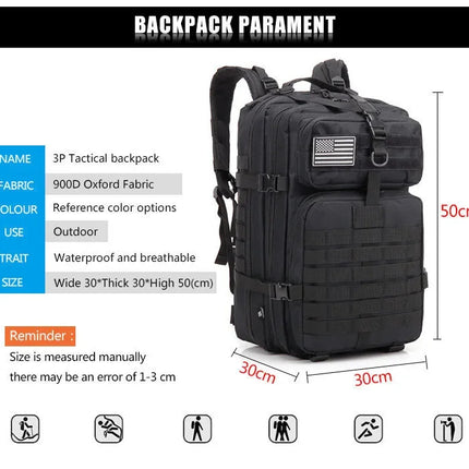 QT&QY 30/50L Tactical Backpacks Man Traveling Bags Survival Outdoor 3P Assault Pack EDC Molle Pack hiking Trekking Hunting Bag