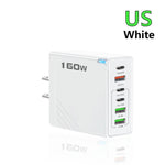 160W Multi Ports USB Type C Charger Fast Charging Phone Charger Adapter For iPhone Samsung Xiaomi EU/US/UK Plug USB Wall Charger