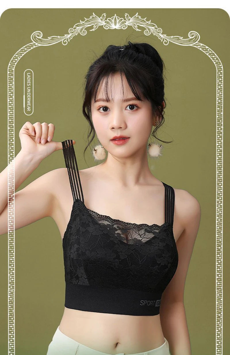 Sexy Lace Seamless Large Size Women's Bra Comfortable Breathable Sports Beauty Back Vest Sleep Gathered Wrapped Chest Tube Top