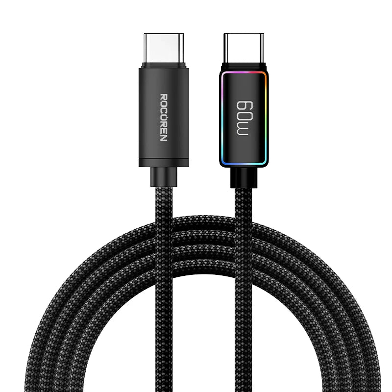 Rocoren 240W 5A High Power Fast Charging Type C Cable 100W PD 3.1 USB C Quick Charging Date Cord For iPhone Samsung Laptop iPad