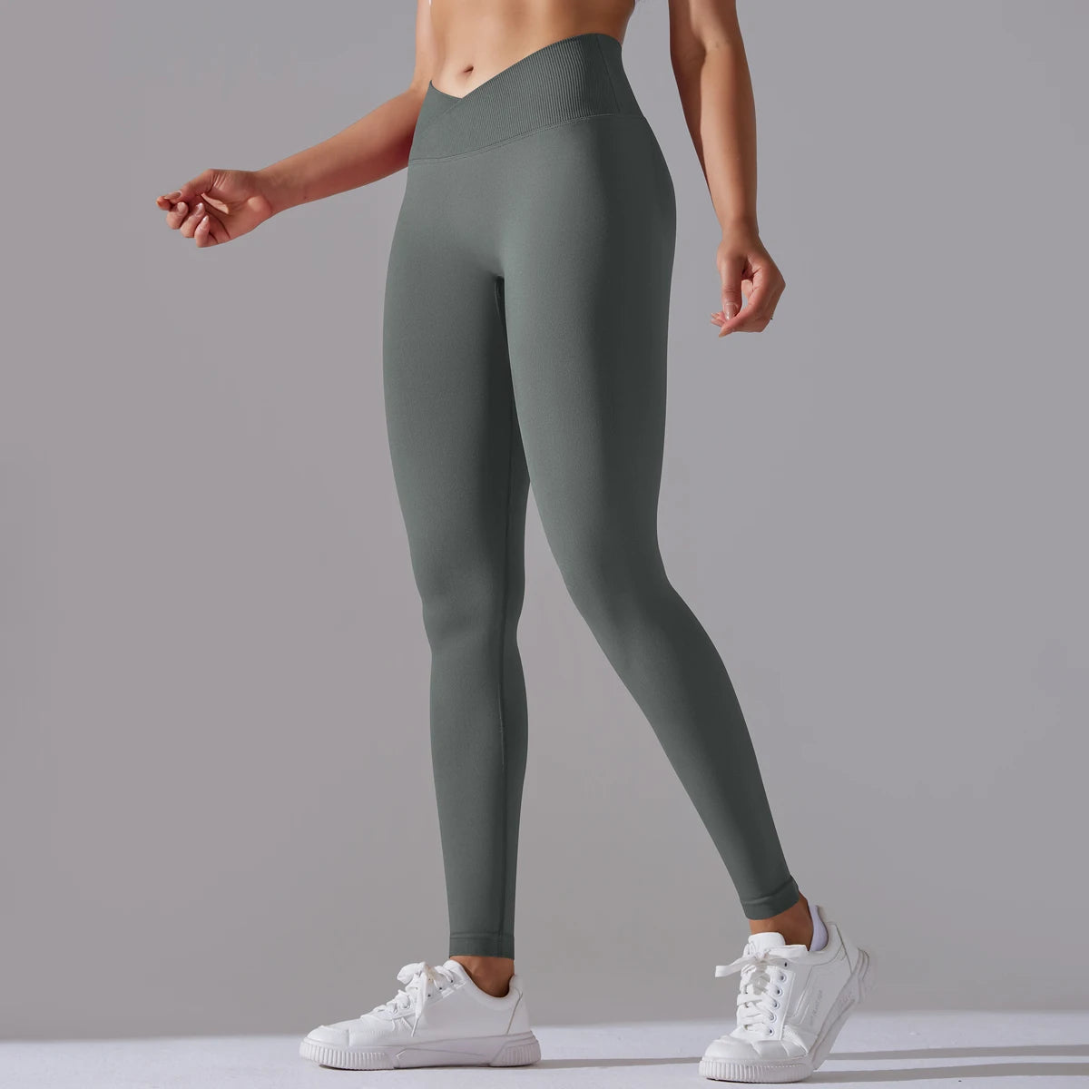 Crossover Waist Women Yoga Leggings Hips Lifting Gym Leggings Seamless Sport Pants High Waist Fitness Leggings Workout Running