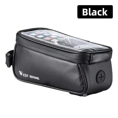 WEST BIKING Waterproof Bicycle Front Frame Bag Touch Screen 7 Inch Phone Holder Cycling Top Tube Bag Road Bike MTB Accessories
