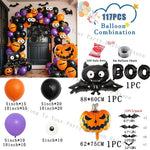 Halloween Pumpkin Balloons Garland Arch Kit Orange Black Balloon 3D Bat Sticker Eye Globos Birthday Party Halloween Decorations