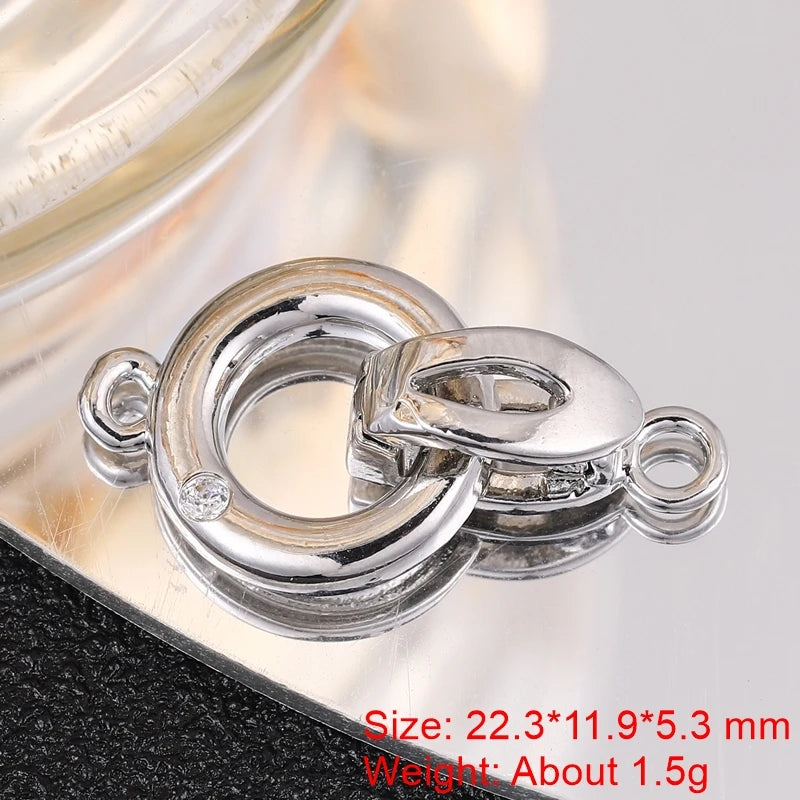 Juya Handmade 18K Gold Silver Plated Fastener Bail Connector Clasps Accessories For Needlework Pearls Beads Jewelry Making