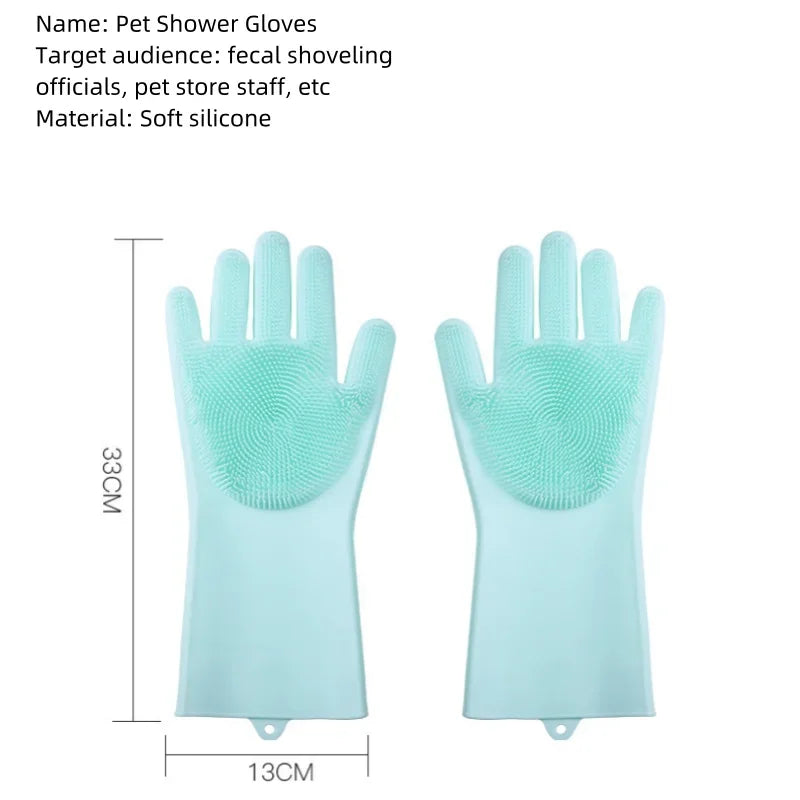 Pet Grooming Cleaning Gloves Dog Cat Bathing Shampoo Glove Scrubber Magic Dishwashing Cleanner Sponge Silicon Hair Removal Glove