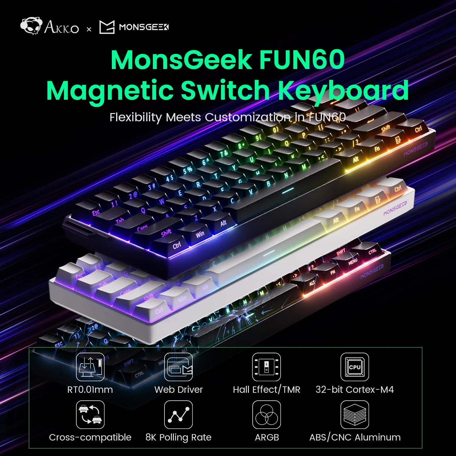 Mechanical Keyboard Magnetic Switch 60% Gaming Keyboards Rapid Trigger 0.01mm 8K ARGB HE/TMR Custom Keyboard