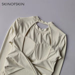 Sexy Back Sports Top for Women Autumn and Winter New Style Big Backless Yoga Suit Spicy Girl Long Sleeved Fitness T-shirt
