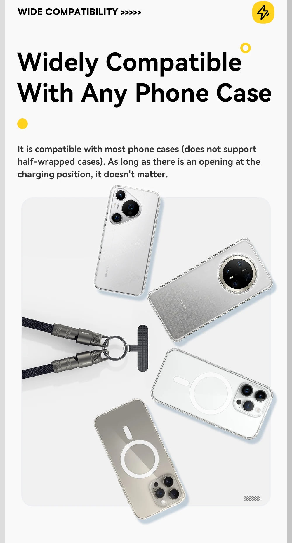 Essager 60W Type C To Type C Fast Charging Cable  For iPhone 16 Xiaomi Huawei  Lanyard  Halter Neck Wrist Multifunctional Cable