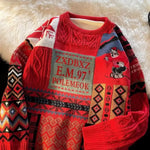 Christmas Sweater Men's Winter Loose-fit Casual Style Knitted Top Jacket American Vintage Fleece-lined Thickened Line Clothes