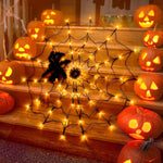 Halloween Spider Web Light w/ Giant Spider - 8 Modes, Remote Control, USB Powered for Spooky Indoor Outdoor Decor