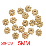 50pcs Stainless Steel Daisy Snowflake Flower Spacer Beads Gold Plated Loose Bead Cap for DIY Needlework Jewelry Making Bracelet