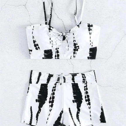 Drawstring Front Shorts Bikinis 2025 High Waist Swimsuit Women Swimwear Female Bathers Bathing Swimming Swim Suit Beachwear