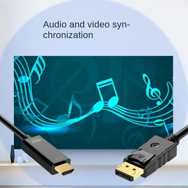 Dp To Hdmi Cable 1.8m 4k HD Adapter Cable Computer Monitor Cable Converts Large Dp To Hdmi