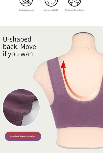Soft cotton cups before the zipper in the elderly underwear breathable women without steel ring tank top lace large size bra
