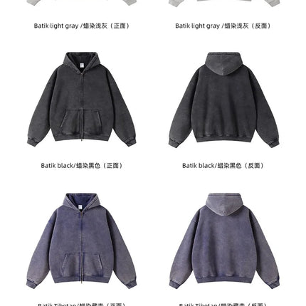 Batik fleece zippered hoodie