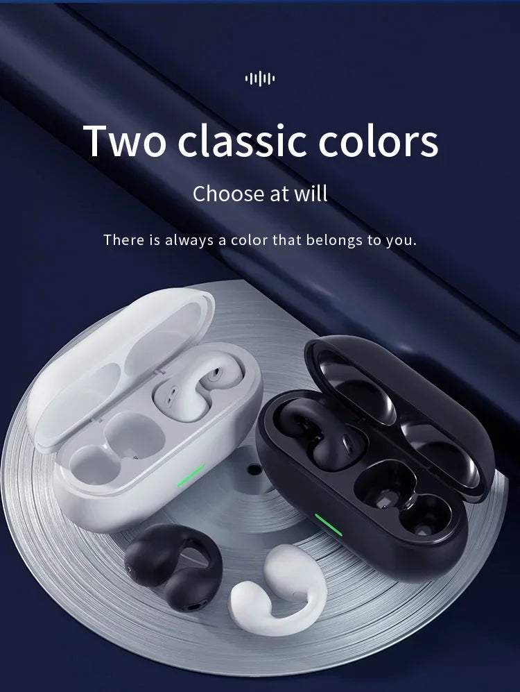 T75 Sport Bone-Conduction Bluetooth 5.3 Earphones HiFi Sound Wireless Headphones Earclip Waterproof Open Ear Headset Earring