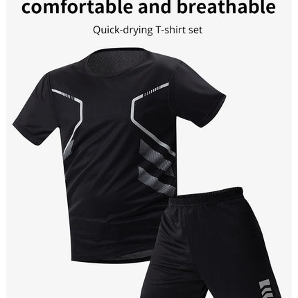 2/6 Pack Plus Size Men's Quick-drying Short-sleeved Shorts Suit Men's Leisure Sports Running Fitness T-shirt Joker Shorts Teen