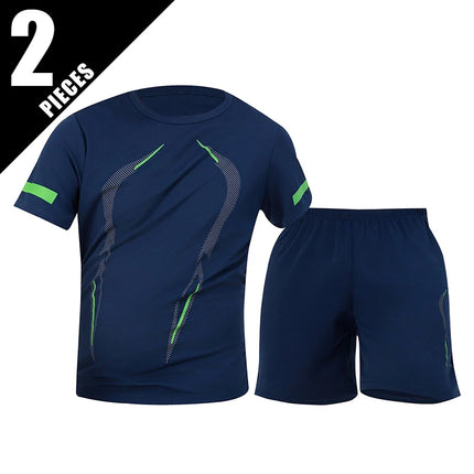 2/6 Pack Plus Size Men's Quick-drying Short-sleeved Shorts Suit Men's Leisure Sports Running Fitness T-shirt Joker Shorts Teen