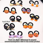 10Pcs Children's Girls' Halloween Hair Ring - Funny Pumpkin and Ghost and Bat Cat Design Suitable for Halloween Gifts for Girls