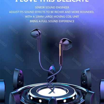 VAORLO 3.5mm/Type-C Wired Headphones Heavy Bass In Ear Earphone With Mic USB C Stereo Earbuds Gaming Headset For Samsung iPhone