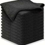 Black Thicken Microfiber Car Cleaning Towels Soft Quick Drying Windows Mirrors Wiping Rags Home Double Layer Clean Cloths