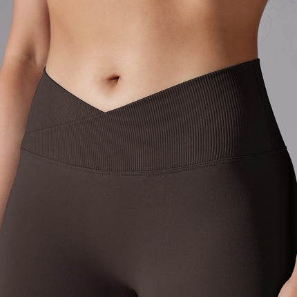 Crossover Waist Women Yoga Leggings Hips Lifting Gym Leggings Seamless Sport Pants High Waist Fitness Leggings Workout Running