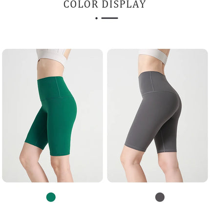 Summer new sans T line pure color yoga shorts Five-point Cycling Gym Run Sports Fitness Pants Tight Riding Shorts Women