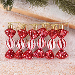 6pcs/box Christmas Tree Pendant Red Star Candy Snowflake Xmas Ball Ornament New Year 2025 Home Decoration Noel Gift Navidad 2024