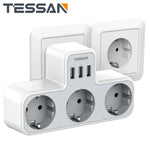 TESSAN EU Plug Power Strip with 3 AC Outlets +3 USB Ports, 6 In 1 Wall Charger Power Socket Adapter Overload Protection for Home