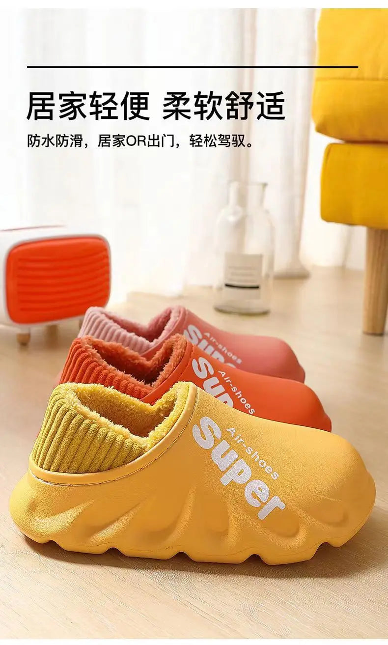 Comwarm Fur Sports Slippers For Women Winter Outdoor Waterproof Plush Home Slippers Female Fashion Indoor Soft Warm Furry Shoes