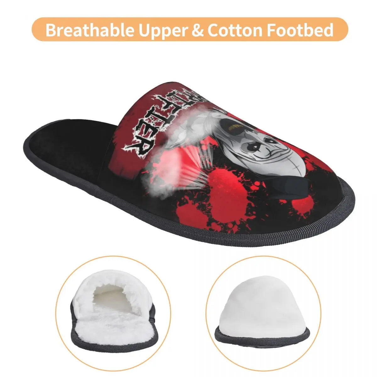 Custom Halloween Movie Terrifier Soft Memory Foam House Slippers Women Horror Clown Comfy Warm Anti-skid Sole Slipper