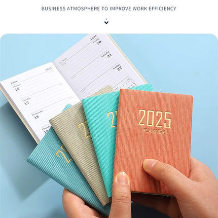 365-Day 2025 Portable A7 Pocket Planner Pu Cover Daily Weekly Schedule Notebook Calendar Journal School Office Supplies Agenda