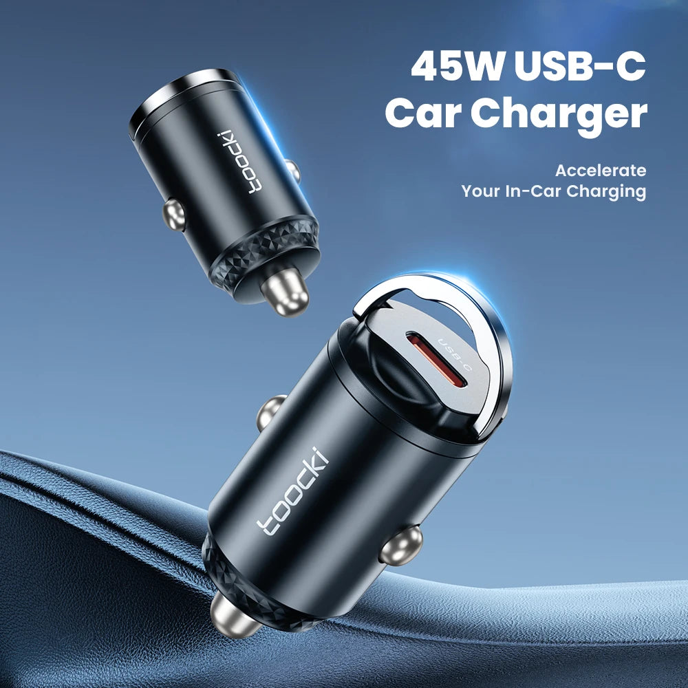 Toocki 45W USB C Car Charger for Samsung S23 S22 S21 Xiaomi Huawei QC PD Fast Charging Car Phone Charger for iPhone 15 14 13 12