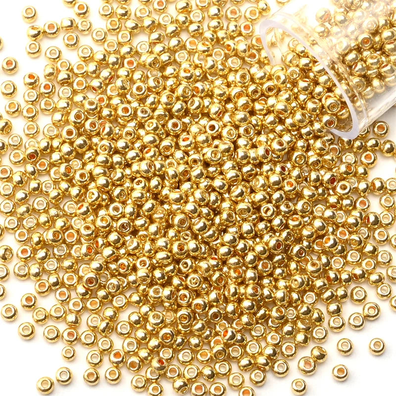 12Grams/Tube 2mm Metallic Seed Beads Japanese Round Glass Seedbeads For DIY Needlework Dress Adornment Sewing 1200pcs