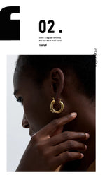 Yhpup High Quality Stainless Steel Round Geometric Chunky Hoops Earrings for Women Charm Metal Simple Fashion Jewelry Waterproof