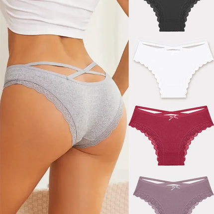 4PCS Women's Cotton Briefs Sexy Female Underpants Elasticity Comfortable Underwear Panties Lingerie S-XL  Solid Color Intimate