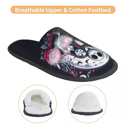 Custom Halloween Nightmare Before Christmas House Slippers Warm Jack Skellington Memory Foam Fluffy Slipper Indoor Outdoor Shoes