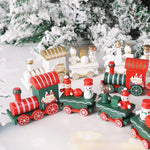 Wooden Train Christmas Ornaments Santa Cake Decoration Merry Christmas Navidad New Year Party Table Decoration Kids Gifts Toys