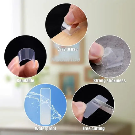 300Pcs Double Sided Adhesive Tape Nano Reusable Super Strong Transparent Wall Stickers WaterProof Widely Used Wall Mount Sticker