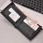 Men's Checkered PU Leather Wallet - Multi Card Slot, Business Style, Solid Color, Ideal Gift for Men