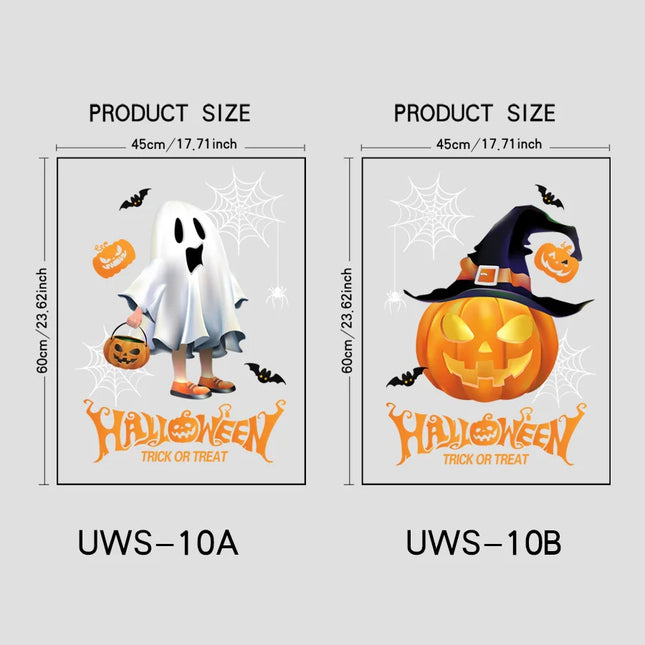 2 Pieces 45Cm*60Cm Halloween Window Stickers - Evil Spirit, Pumpkin Static Stickers, Easy to Remove and Remove Glass Decoration for Home, Indoor/Outdoor Party Use, Halloween Decoration, Holiday Home Decoration