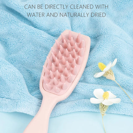 Silicone Shampoo Brush Scalp Massage Brush Head Washing Comb Long Handle Hair Massager Bath Brush Body Scrubber Hair Accessories