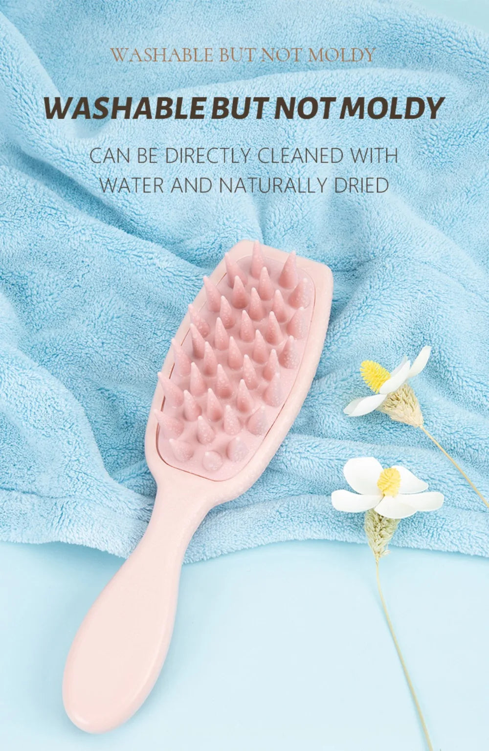 Silicone Shampoo Brush Scalp Massage Brush Head Washing Comb Long Handle Hair Massager Bath Brush Body Scrubber Hair Accessories