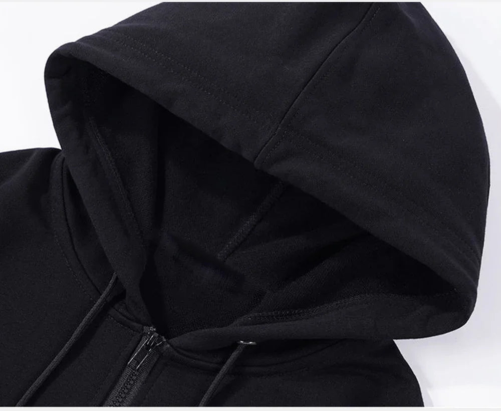 Men's Fleece Jackets Fashion Zipper Sweatshirts Spring Autumn Loose Casual Hoodies Women's Y2k Long Sleeve Solid Hooded Jacket