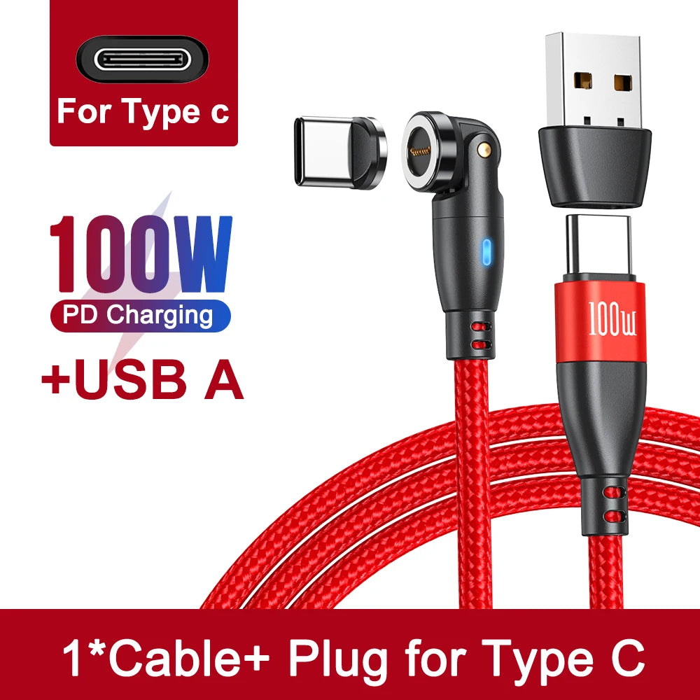 AUFU 100W Magnetic USB Type C Cable 5A Fast Charging Micro Type C Cable For Macbook Samsung for iPhone Magnet Charger Wire Cord