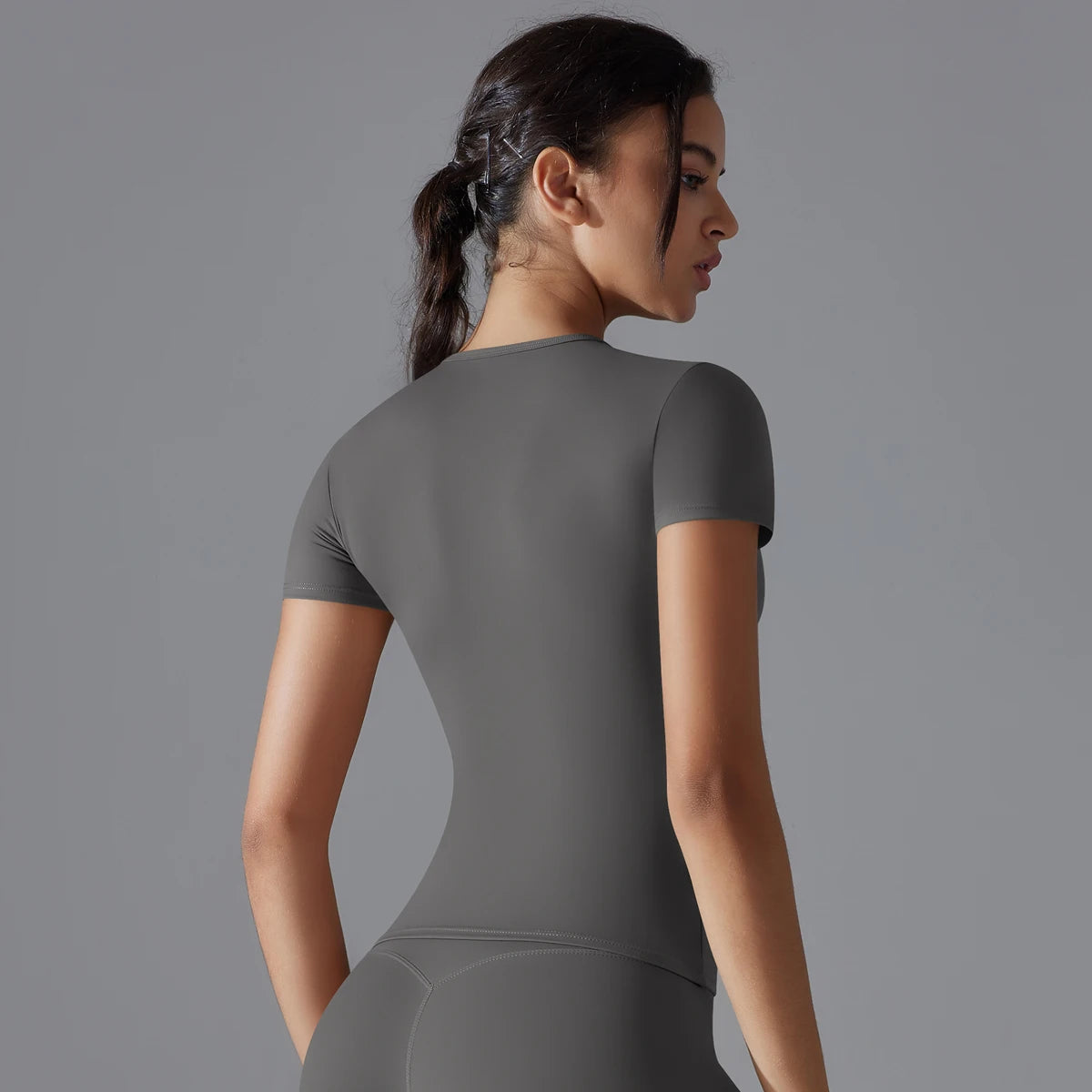 Women Running Sports T Shirt Summer Short Sleeve Round Neck Breathable Stretchy GYM Yoga Slim Fitness Active Top Tee