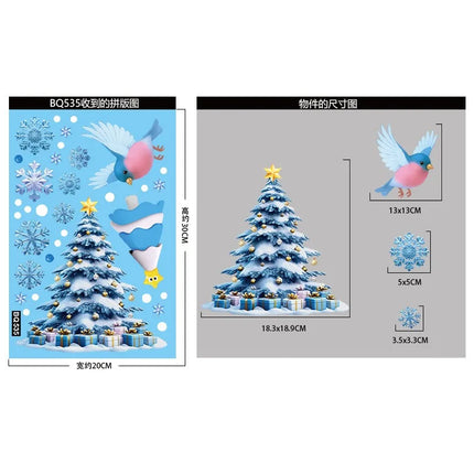 Christmas Window Stickers Winter Snowman Santa Claus Snowflake Elk Static Stickers Glass Ornaments Merry Christmas Decor