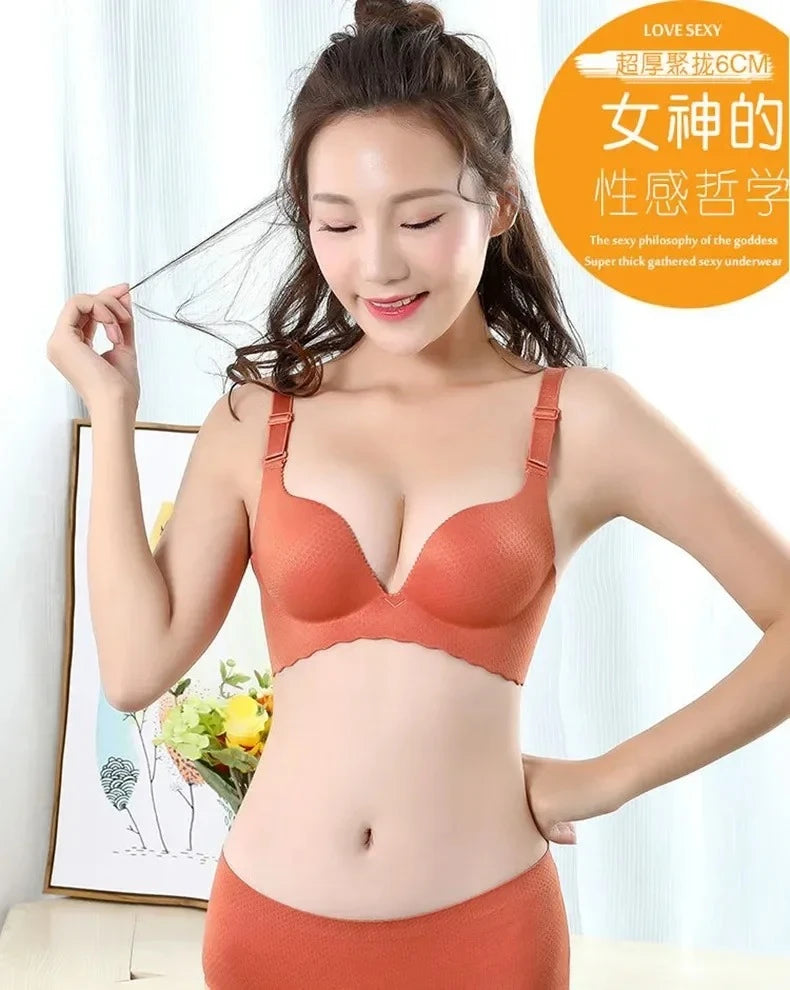 2025 New Extreme Push Up Bra 8cm Pads Small Bust Double Cup Padding Wireless Adjustable Plunge Bra Seamless Lift & Natural Shape